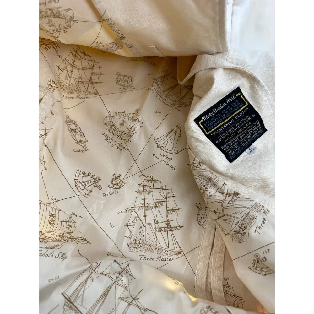 VTG London Fog Misty Harbor Wish Cream Yachtsman‎ Cloth Nautical Trench Coat 10